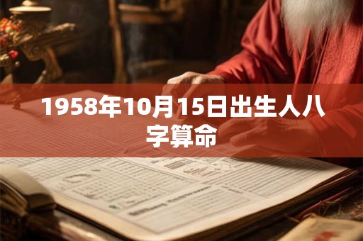 1958年10月15日出生人八字算命 1958年10月15日出生人八字算命
