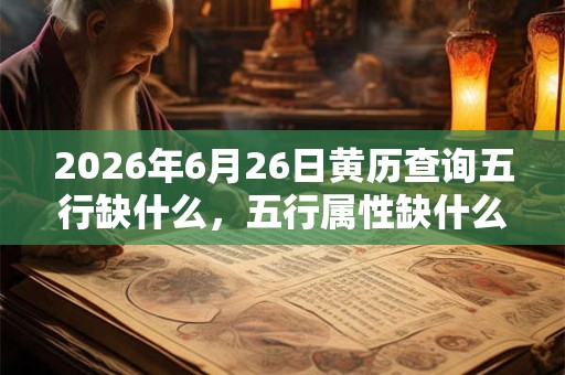2026年6月26日黄历查询五行缺什么，五行属性缺什么