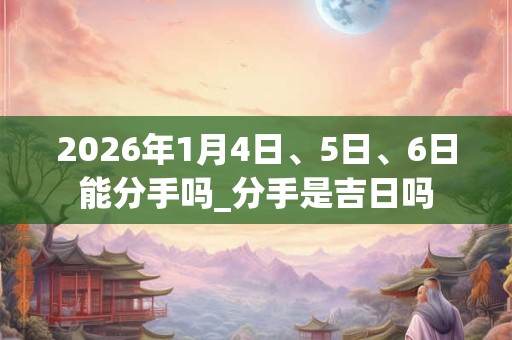 2026年1月4日、5日、6日能分手吗_分手是吉日吗