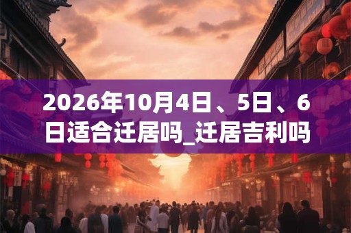 2026年10月4日、5日、6日适合迁居吗_迁居吉利吗 2026年10月4日、5日、6日适合迁居吗_迁居吉利吗