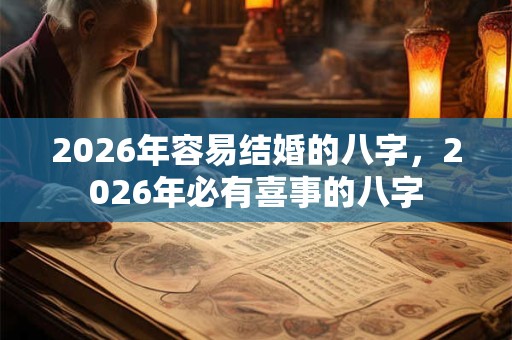 2026年容易结婚的八字，2026年必有喜事的八字