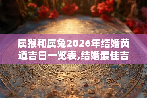 属猴和属兔2026年结婚黄道吉日一览表,结婚最佳吉日