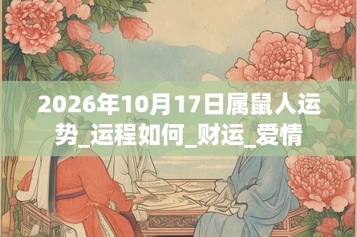 2026年10月17日属鼠人运势_运程如何_财运_爱情