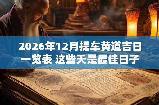 2026年12月提车黄道吉日一览表 这些天是最佳日子