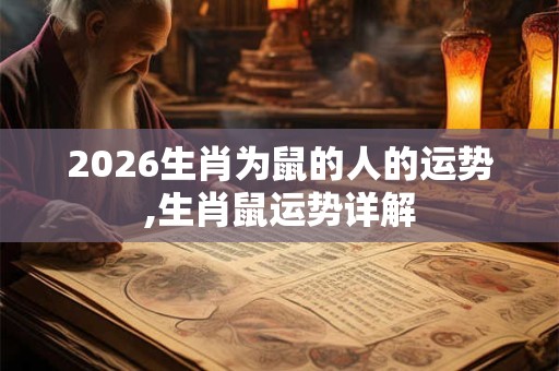 2026生肖为鼠的人的运势,生肖鼠运势详解 2026生肖为鼠的人的运势,生肖鼠运势详解