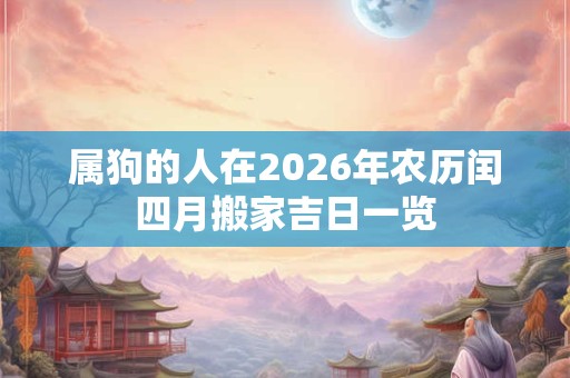 属狗的人在2026年农历闰四月搬家吉日一览
