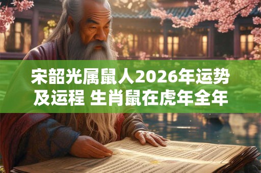 宋韶光属鼠人2026年运势及运程 生肖鼠在虎年全年每月运势如何