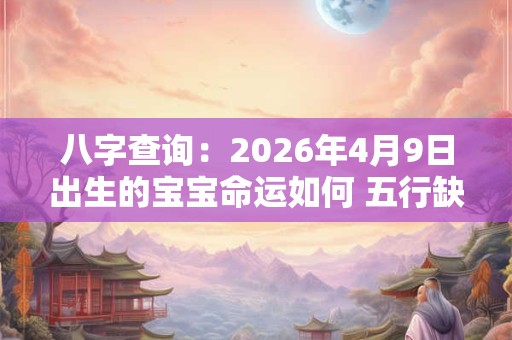 八字查询：2026年4月9日出生的宝宝命运如何 五行缺什么