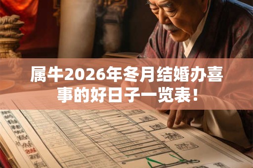 属牛2026年冬月结婚办喜事的好日子一览表! 属牛2026年冬月结婚办喜事的好日子一览表!