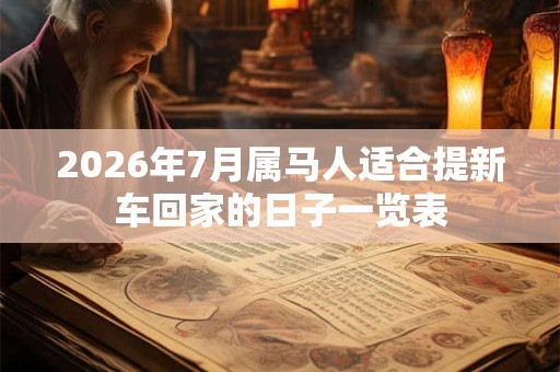 2026年7月属马人适合提新车回家的日子一览表