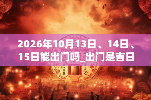 2026年10月13日、14日、15日能出门吗_出门是吉日吗