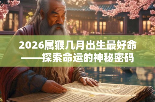 2026属猴几月出生最好命——探索命运的神秘密码