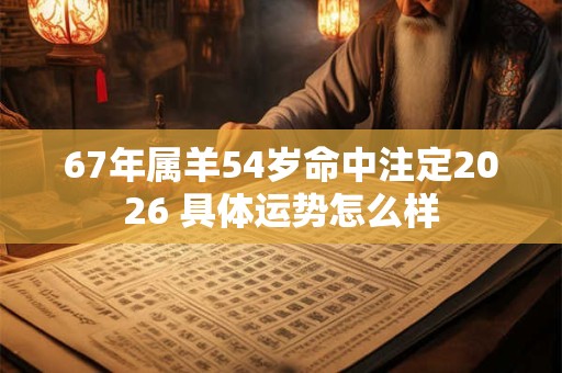 67年属羊54岁命中注定2026 具体运势怎么样