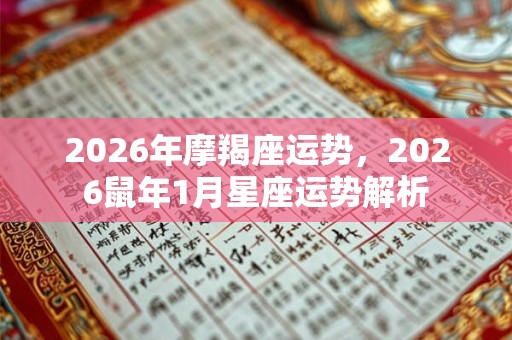 2026年摩羯座运势，2026鼠年1月星座运势解析