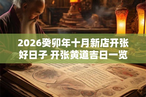 2026癸卯年十月新店开张好日子 开张黄道吉日一览表