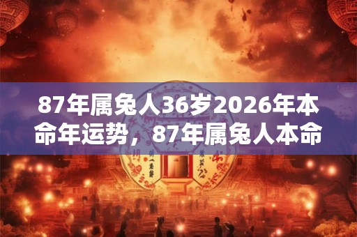87年属兔人36岁2026年本命年运势，87年属兔人本命年佩戴什么好？