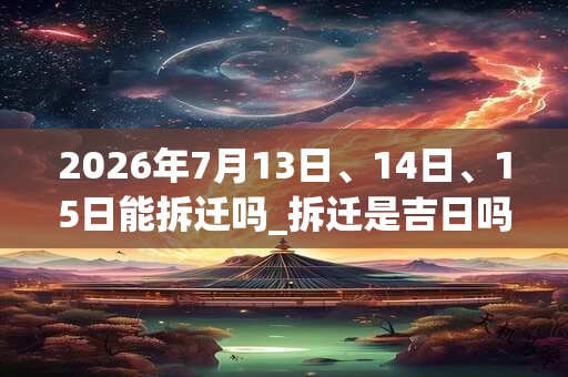 2026年7月13日、14日、15日能拆迁吗_拆迁是吉日吗