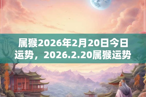 属猴2026年2月20日今日运势，2026.2.20属猴运势分析