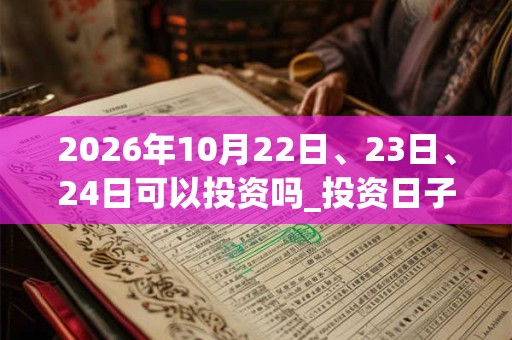 2026年10月22日、23日、24日可以投资吗_投资日子好吗