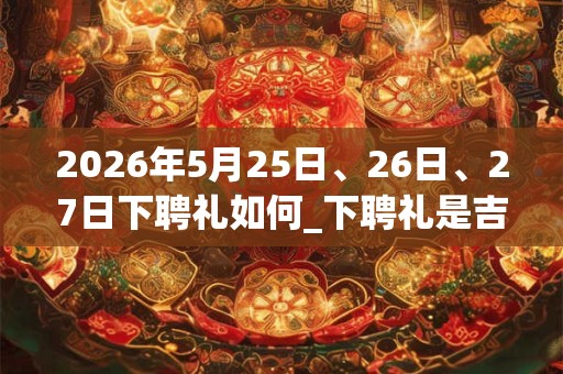 2026年5月25日、26日、27日下聘礼如何_下聘礼是吉日吗 2026年5月25日、26日、27日下聘礼如何_下聘礼是吉日吗