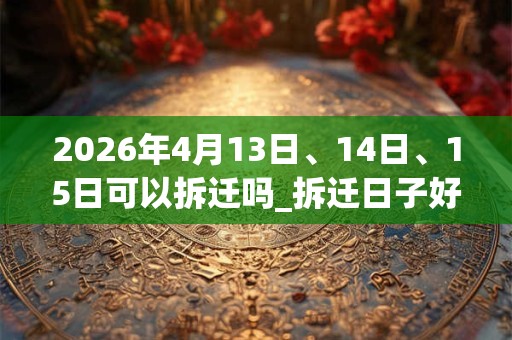 2026年4月13日、14日、15日可以拆迁吗_拆迁日子好吗