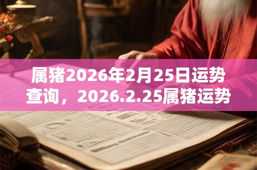 属猪2026年2月25日运势查询，2026.2.25属猪运势分析