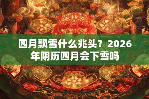 四月飘雪什么兆头？2026年阴历四月会下雪吗