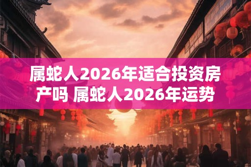 属蛇人2026年适合投资房产吗 属蛇人2026年运势