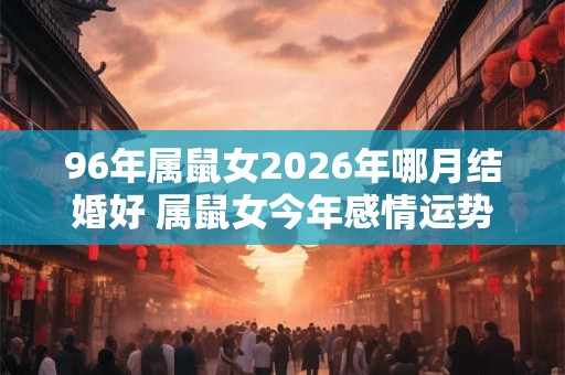 96年属鼠女2026年哪月结婚好 属鼠女今年感情运势旺盛吗