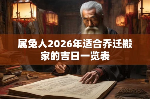 属兔人2026年适合乔迁搬家的吉日一览表 属兔人2026年适合乔迁搬家的吉日一览表
