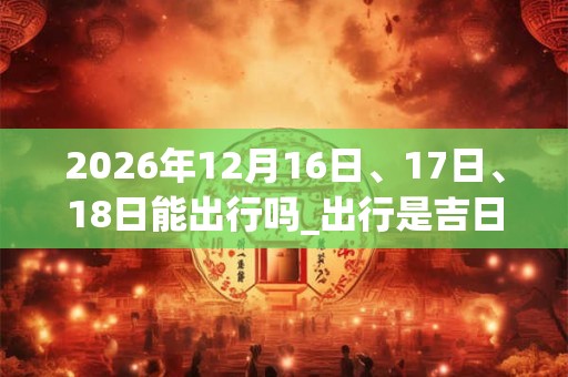 2026年12月16日、17日、18日能出行吗_出行是吉日吗