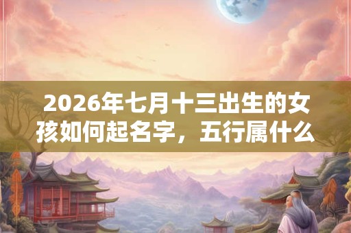2026年七月十三出生的女孩如何起名字，五行属什么