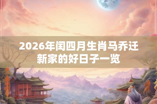 2026年闰四月生肖马乔迁新家的好日子一览