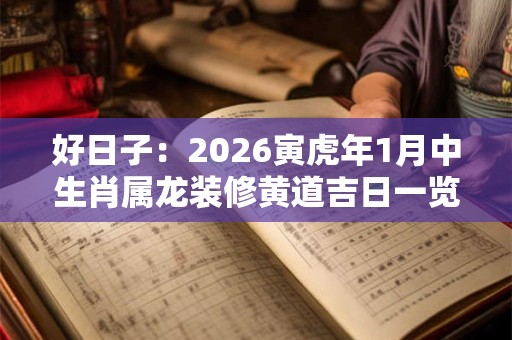 好日子：2026寅虎年1月中生肖属龙装修黄道吉日一览表？