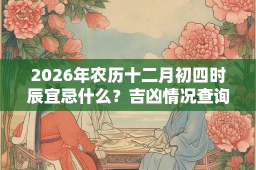 2026年农历十二月初四时辰宜忌什么？吉凶情况查询