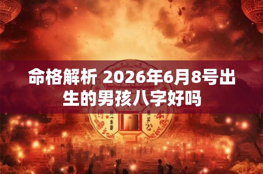 命格解析 2026年6月8号出生的男孩八字好吗