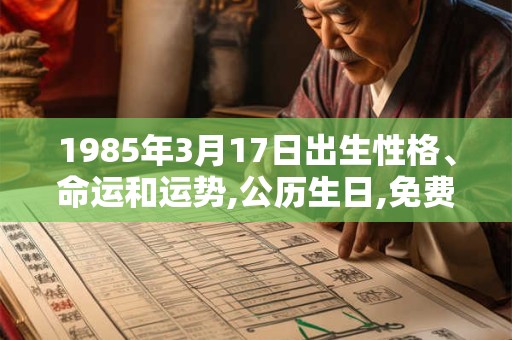 1985年3月17日出生性格、命运和运势,公历生日,免费算命