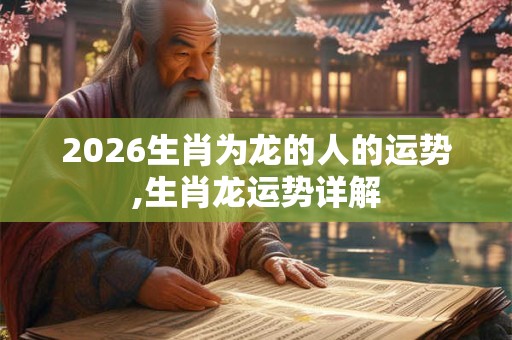 2026生肖为龙的人的运势,生肖龙运势详解 2026生肖为龙的人的运势,生肖龙运势详解
