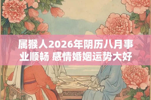 属猴人2026年阴历八月事业顺畅 感情婚姻运势大好 属猴人2026年阴历八月事业顺畅 感情婚姻运势大好