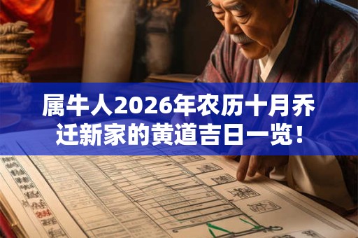 属牛人2026年农历十月乔迁新家的黄道吉日一览！