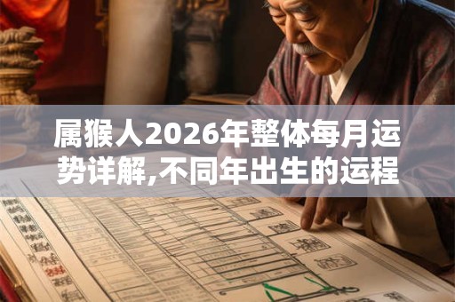属猴人2026年整体每月运势详解,不同年出生的运程解析