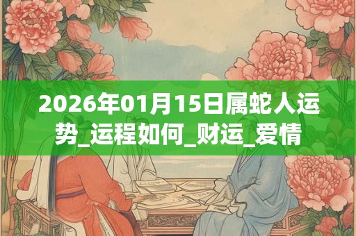 2026年01月15日属蛇人运势_运程如何_财运_爱情