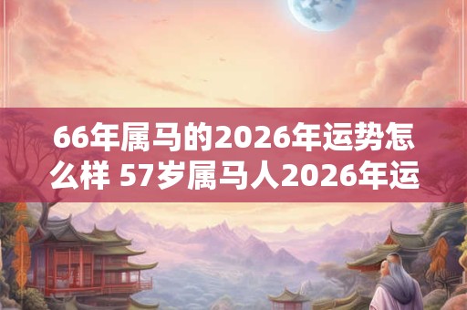 66年属马的2026年运势怎么样 57岁属马人2026年运气