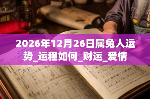 2026年12月26日属兔人运势_运程如何_财运_爱情