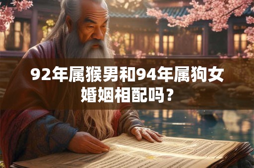 92年属猴男和94年属狗女婚姻相配吗？