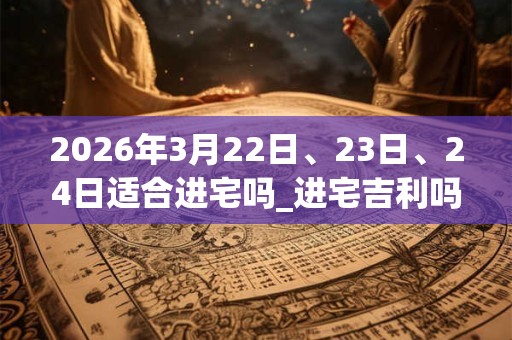 2026年3月22日、23日、24日适合进宅吗_进宅吉利吗