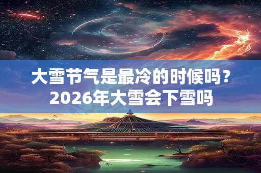 大雪节气是最冷的时候吗？2026年大雪会下雪吗