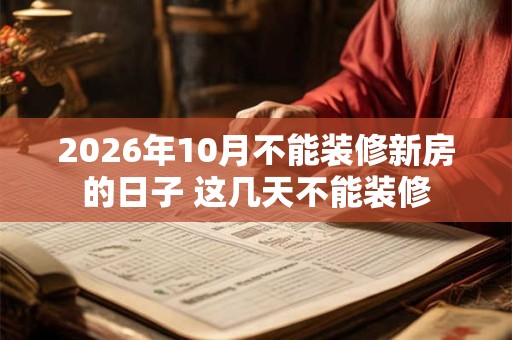 2026年10月不能装修新房的日子 这几天不能装修
