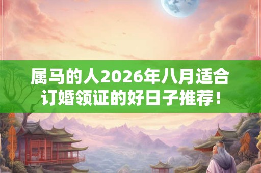 属马的人2026年八月适合订婚领证的好日子推荐！