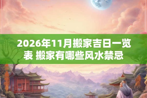 2026年11月搬家吉日一览表 搬家有哪些风水禁忌